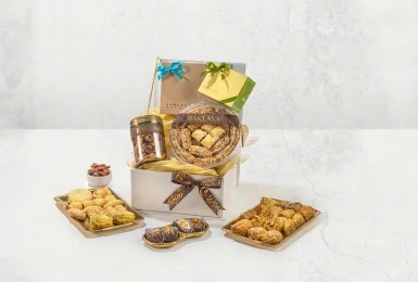 Elegant corporate gift packaging with handcrafted baklava